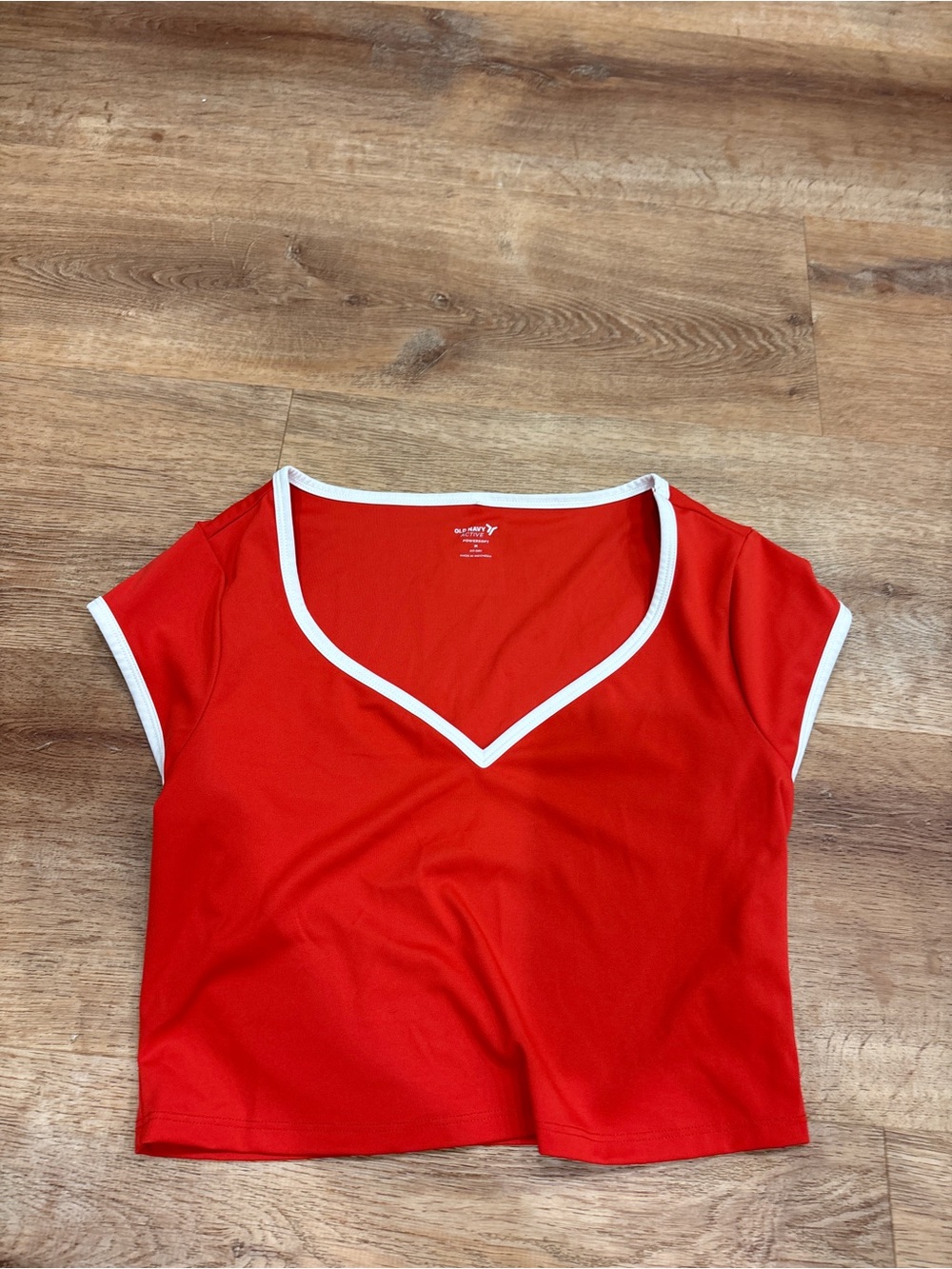 Old Navy Red Crop Top with White Trim